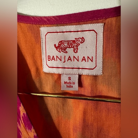 BANJANAN [Revolve] Becca Ikat Dress in Spice SMALL 100% Cotton Sleeveless Tiered - Picture 4 of 16